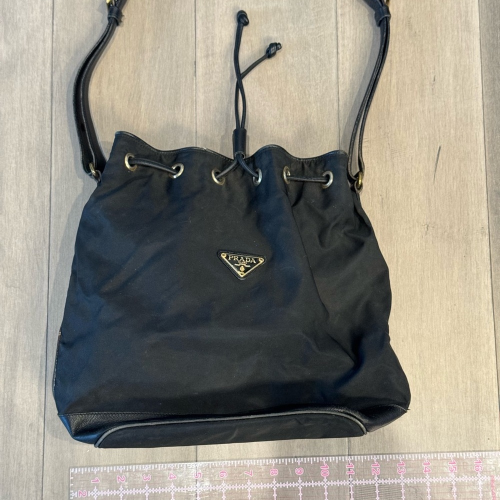 Prada Black Nylon Drawstring Bag